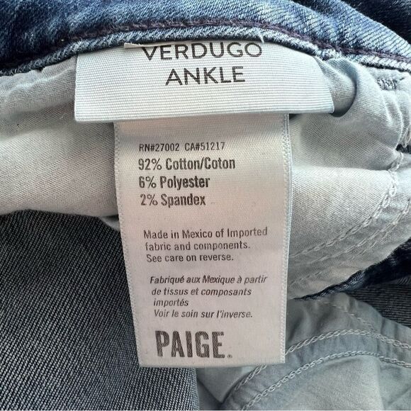 Paige Women’s Verdugo Ankle Aylah Destructed Tuned In Raw Hem Jeans Size 31 - Picture 5 of 6